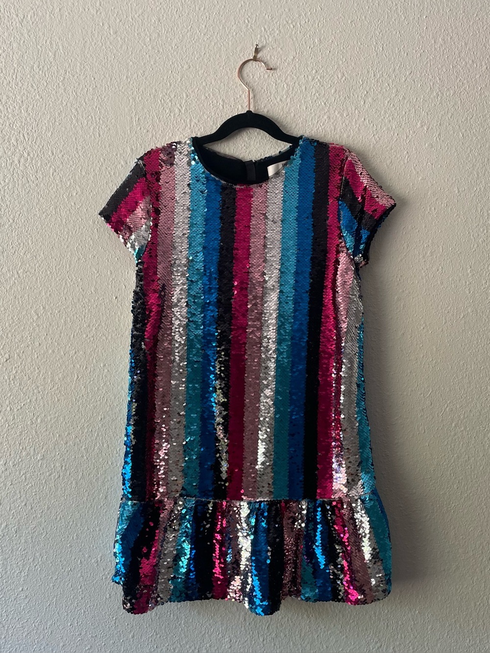 DVF x Rockets of Awesome Girls Size 8 Sequin Stripe Drop Waist Party Dress